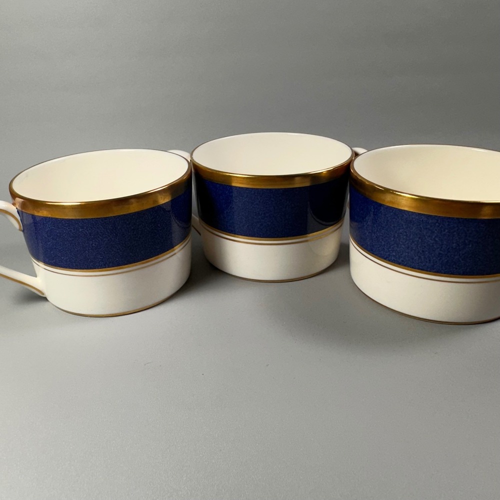 Coalport Athlone Blue‎ Bone China Coffee Cups Gold Trim England Set of 3 - Picture 7 of 11